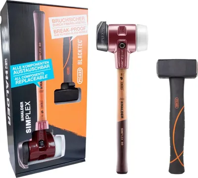 Image de Coffret promotionnel "Dreamteam Bau", marteau de protection SIMPLEX D80, composition en caoutchouc avec pied / superplastique et massette PICARD BlackTecÂ® | 3027s023