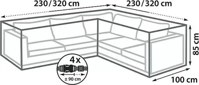 Immagine prodotto di Copertura protettiva per set di mobili da giardino Premium, 320 × 100 × 85 cm
