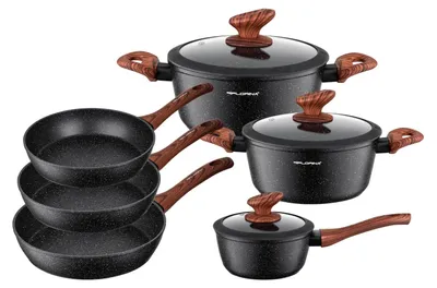 Productafbeelding van FLORINA MASTER BLACK Kookpot- en panenset | 6-delige set | Hoogwaardig aluminium