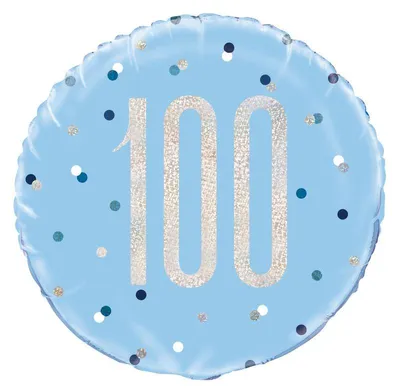 Produktbild von Folienballon blau & silber Zahl 100