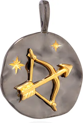Produktbild von NKlaus 17mm Kettenanhänger Sternzeichen Schütze 925 Silber Zodiac schwarz gold Amulett 13974