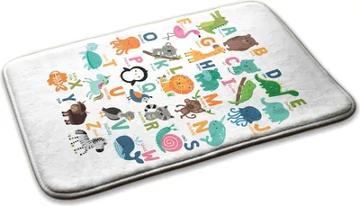 Produktbild von Kinderteppich Schlafzimmer Modern - 75 cm x 45 cm - Alphabet Mit Tieren