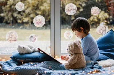 Produktbild von Fenstersticker - Winnie the Pooh Wonderful Bubbles   - Größe 30 x 30 cm, 2 Bogen