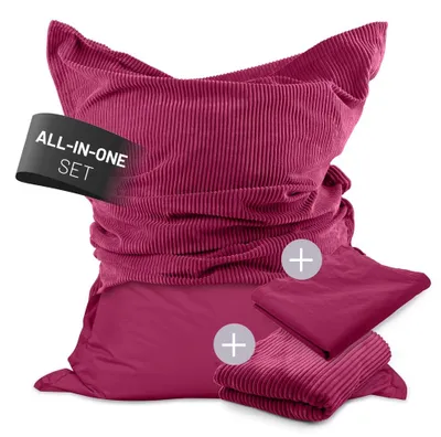 Produktbild von Lumaland Sitzsack Classic XXL All-in-One Set, Rot, Stoff, Expandiertes Polystyrol (EPS), Drinnen, Rechteck, 1400 mm