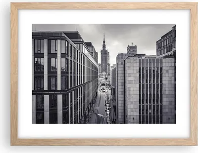 Produktbild von Gerahmtes Poster - Rahmen in heller Eiche - Warschau Palast Kultur - 40x30 cm - Wand Bild - Wanddeko - Wandbilder - Kunstposter - Wandposter - Bilderrahmen - Bilder - Kunstdruck - P2NAA40x30-4382