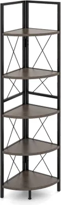Productafbeelding van Industrieel Hoekrek met 5 Niveaus - Multifunctioneel Opbergrek, Industrieel Design voor Woonkamer of Slaapkamer