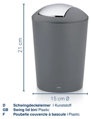 Produktbild von kela Kosmetikeimer grün 1,7l, Minimülleimer mit Schwingdeckel, Kunststoff, Modell MARTA, jadegrün matt