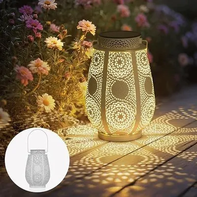 Zdjęcie produktu dla Latarnia solarna ogrodowa vintage metalowa na zewnątrz do ogrodu 2 szt
