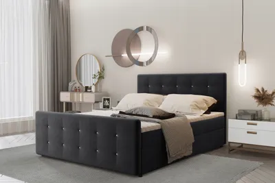 Zdjęcie produktu dla Łóżko kontynentalne AMOR z materacem 160x200 tkanina Soro czarny