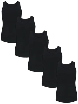 Produktbild von TupTam Mädchen Baumwolle Unterhemd 5er Pack Tank Top Ärmellos Kinder, Farbe: Schwarz, Größe: 158-164
