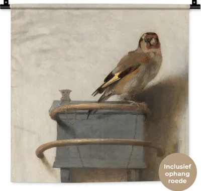 Produktbild von MuchoWow® Wandteppich Wandbehang Der Stieglitz - Carel Fabritius 60x60 cm Tapisserie Dekoration Wandtuch - Dekorationen - Wand Decke