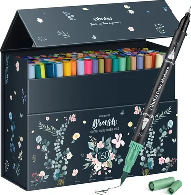 Obrázek produktu pro Akvarelové fixy OHUHU Aqua Brush Marker, 160 ks