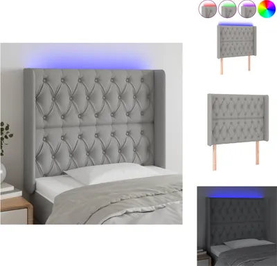 Produktbild von vidaXL LED Kopfteil Hellgrau 103x16x118/128 cm Stoff -  Kopf- & Fußenden