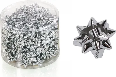 Produktbild von Geschenkschleifen Rosetten Metallic 2.5cm, 100 Stück, Farbauswahl:Silber