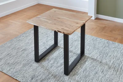 Produktbild von Esstisch Baumkante massiv Akazie natur 80 x 80 U-Gestell schwarz LUBIN