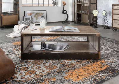 Produktbild von MASSIVMOEBEL24 Couchtisch Mango 112x61x43 braun lackiert HEAVY INDUSTRY #264