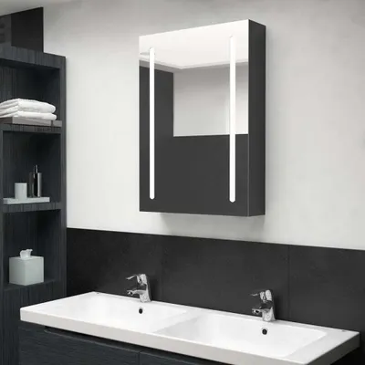 Produktbild von ZMH LED-Spiegelschrank fürs Bad Glänzend Schwarz 50x13x70 cm