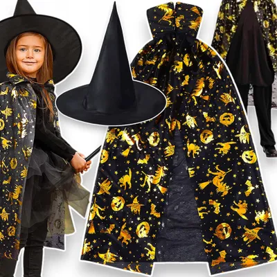 Produktbild von Toys Hexen Kostüm Set mit Umhang und Hut für Halloween