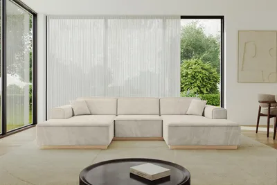 Produktbild von ALTDECOR Ecksofa in U-Form IREA-U1 301x165x80 cm Beige Corner Sofa Bett Eckcouch Couch L-Form Wohnlandschaft Cauchsofa
