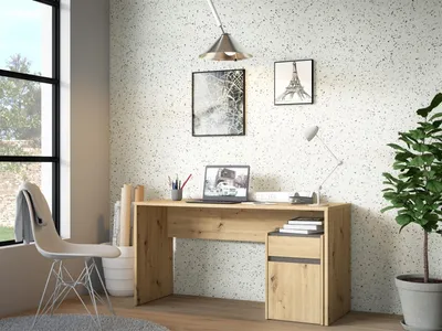 Produktbild von Schreibtisch >MODULTRICK< in Artisan Eiche Nachbildung / Grau - 140x72,7x52,7cm B/H/T