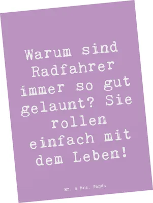 Produktbild von Mr. & Mrs. Panda Postkarte Spruch Radsport Glück - Lavendeltraum - Geschenk, Radfahren, Sportler Geschenke, Freiheit, Ansichtskarte, Lebensfreude, Postkarten, einzelkarte