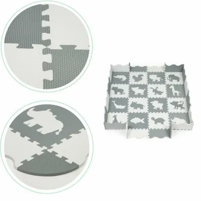 Produktbild von ECOTOYS Schaumstoffpuzzle Tiere grau-weiß SX mit Kanten