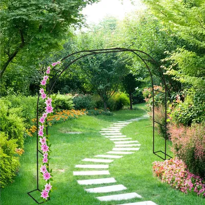 Image de Tonnelle de jardin en métal avec support - Support pour rosiers grimpants