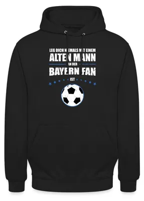 Produktbild von Spreadshirt Alter Mann Bayern Fan Fußball Uni Hoodie, M, Schwarz