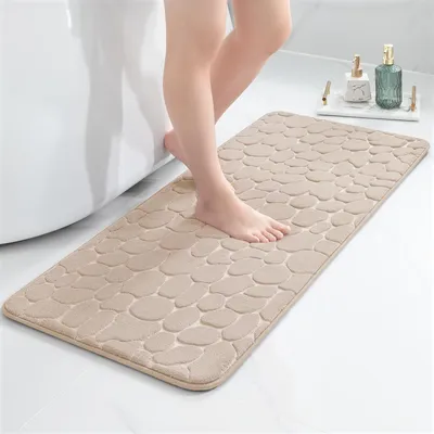 Zdjęcie produktu dla Mata pod prysznic/wanna z pianki memory, 60x120 cm, kolor beżowy, chłonna, antypoślizgowa