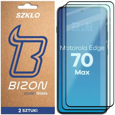 Produktbild von Gehärtetes Glas für Motorola Edge 70 Max, Bizon Glass Edge Duo, Schwarzer Rahmen, 2 Stück