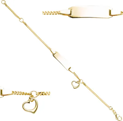 Produktbild von JOBO Schildband mit Herz 333 Gold Gelbgold Gravur ID Armband