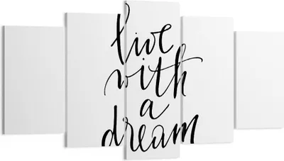 Produktbild von Bild auf Leinwand - Leinwandbild - 5 Teile - Handschriftlich Live Ein Traum - 160x85cm - Wand Bild - Wanddeko - Wandbilder - Leinwanddruck - Bilder - Wanddekoration - Leinwand bilder - EA160x85-4423