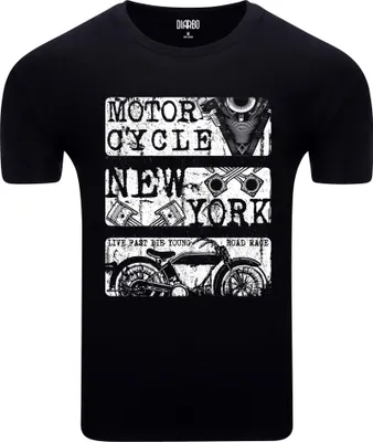 Produktbild von Diarbo Herren T-Shirt mit Motorliebhaber Druck Motorradlabel Schwarz Gr.XXL