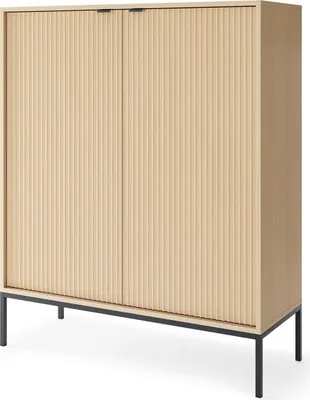 Produktbild von Masseno Kommode STELLARE 104 cm Sideboard und 2 Türen für Wohnzimmer Schlafzimmer Modern 104x39x125 cm Eichefarben / Naturfarben