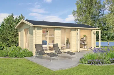 Produktbild von Gartenhaus Outdoor Life Shetland 1 inkl. Fußboden, Fenster in Seitenwand 660 x 347 cm natur