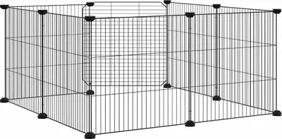 Obrázok produktu pre vidaXL 8-dielna klietka pre domáce zvieratá s dvierkami čierna 35x35 cm oceľ
