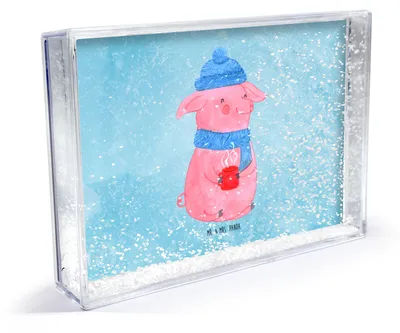 Produktbild von Mr. & Mrs. Panda Bilderrahmen Schwein Glühwein - Eisblau - Geschenk, Weihnachten, Weihnachtsmarkt, Objektrahmen, Punsch, Glühschwein, Fotorahmen, Fotohalter, Acrylrahmen