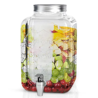 Produktbild von Intirilife Getränkespender 4 Liter aus Glas mit Zapfhahn - Wasserspender Saftspender Limonadenspender Glasbehälter für Getränke