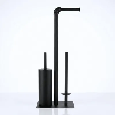 Produktbild von Libaro Kombi-Bürstengarnitur PALERMO WC-Bürste und Papierrollenhalter schwarz matt WC-Garnitur