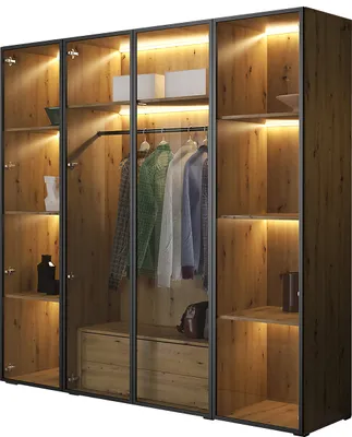 Produktbild von Kleiderschrank mit Schubladen VITRE 200 eiche artisan / schwarz