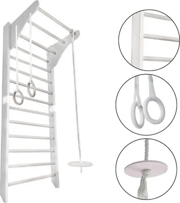Image de Espalier en bois pour enfants – Espalier Montessori blanc pour chambre d'enfant (UE)