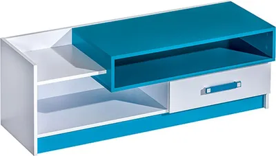Produktbild von Kinderzimmer - TV-Unterschrank Frank 10, Farbe: Weiß / Blau - 43 x 120 x 43 cm (H x B x T)