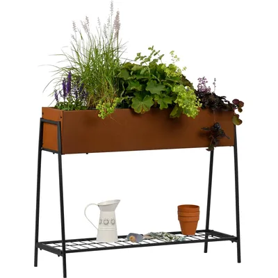 Produktbild von dobar Metall Pflanzkasten Hochbeet oder Blumenkübel Gr. L auf Stelzen in Rost