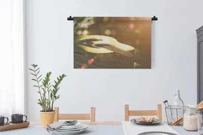 Produktbild von MuchoWow® Wandteppich Wandbehang Abstraktes Porträt einer akustischen Gitarre 90x60 cm Tapisserie Dekoration Wandtuch - Wandskulpturen - Bildteppich