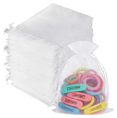 Zdjęcie produktu dla YDAKGUEY Woreczki z organzy 100 szt. białe 17x23 cm