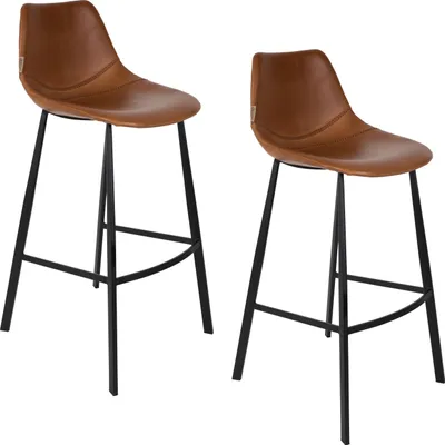 Produktbild von Dutchbone Franky Barhocker mit Rückenlehne 80 cm Braun - 2 er Set
