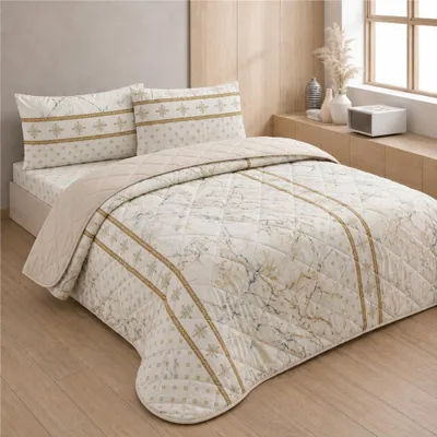 Produktbild von Formeya Gesteppte Doppelbett-Tagesdecke mit Muster – Bettüberwurf-Set 200 × 230 cm – inkl. 2 Kissenbezügen