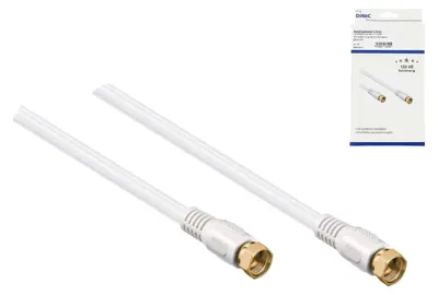 Obrázok produktu pre Koaxiálny kábel DINIC s F-konektorom SAT 120dB, 5m, pozlátené konektory, štvornásobne tienený, biely