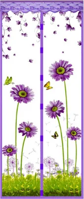 Produktbild von Blumen Schmetterling Sommer Magnetscheibene Tür Anti -Mücken -Käfernetz Net Net Vorhang-Lila ,Größen:90*210cm