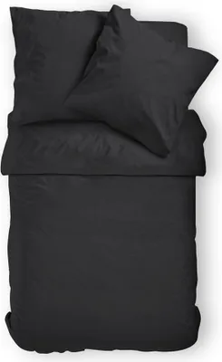 Produktbild von Microfaser Bettwäsche Uni Reißverschluss 155 x 220 cm + 80 x 80 cm Schwarz